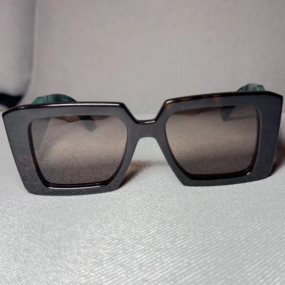 Prada Black and Green Geometric Sunglasses